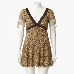 Free People Jos Animal Print Lace Satin Mini Slip Dress Sz Medium NEW (No Tags)